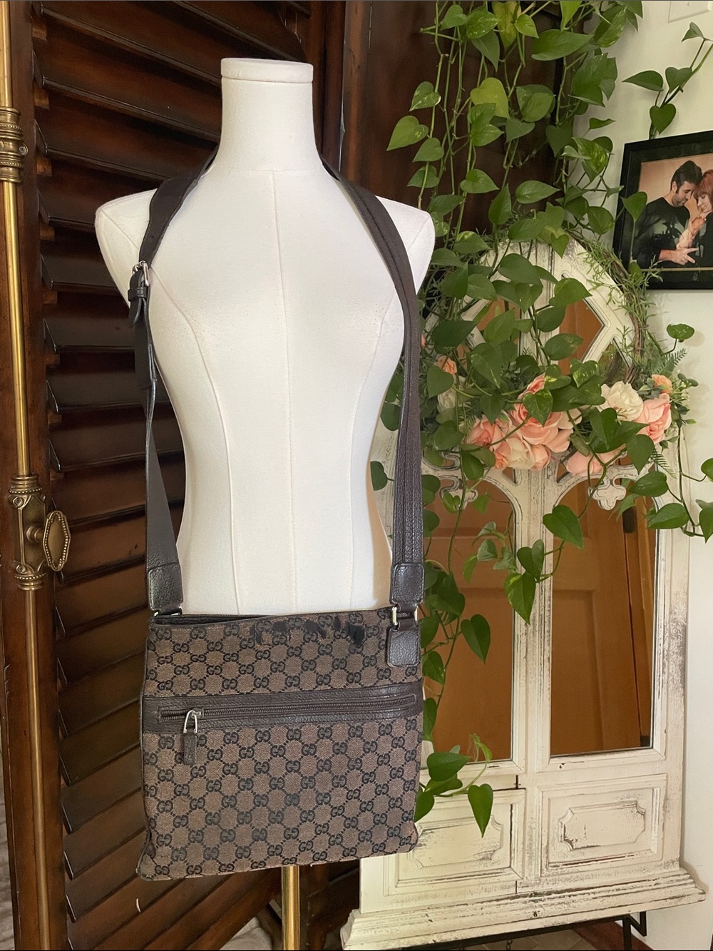 AUTHENTIC Gucci PROJECT Brown Monogram Crossbody Bag - As Is Rehab Upcycle
